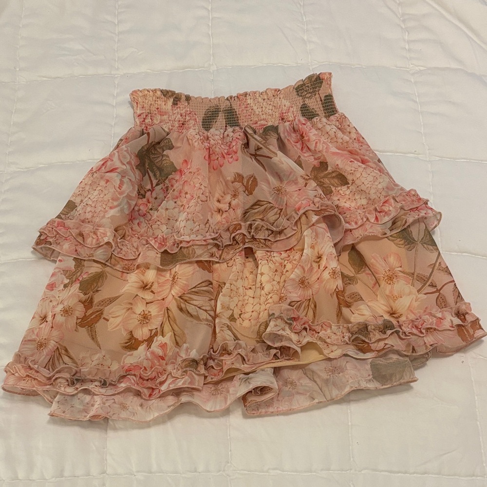 Show Me Your MuMu Floral A-Line Skirt - Pink and Cream
